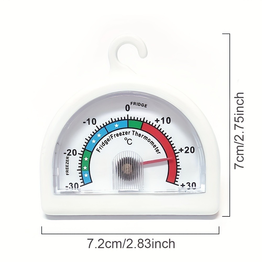 KT THERMO 2pcs Analog Refrigerator & Freezer Thermometer Set No-Battery Celsius/Fahrenheit Dial for Accurate Cold Storage Monitoring