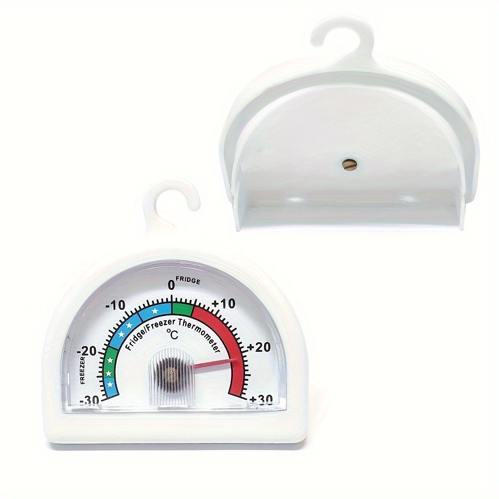 KT THERMO 2pcs Analog Refrigerator & Freezer Thermometer Set No-Battery Celsius/Fahrenheit Dial for Accurate Cold Storage Monitoring