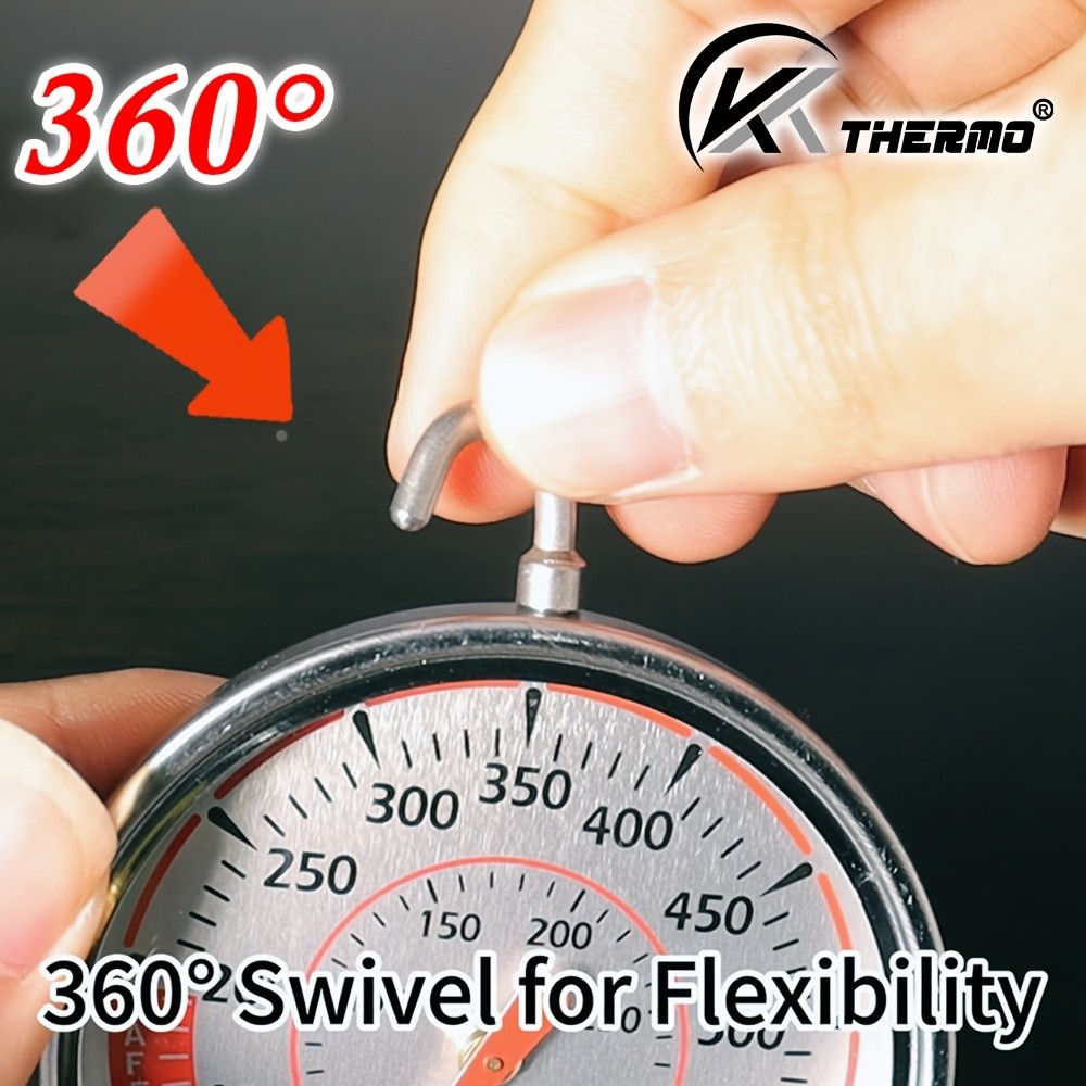 KT THERMO Precision Oven Thermometer with 6.99cm Dial  Stainless Steel 100600F / 50300C Gauge with 360 Rotating Hook