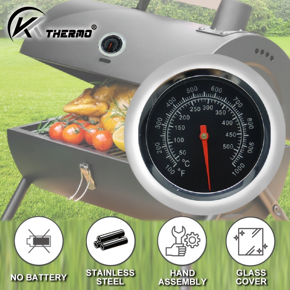 KT THERMO 7.62cm Stainless Steel Grill Thermometer  Precision BBQ & Smoker Temperature Gauge for Outdoor Cooking