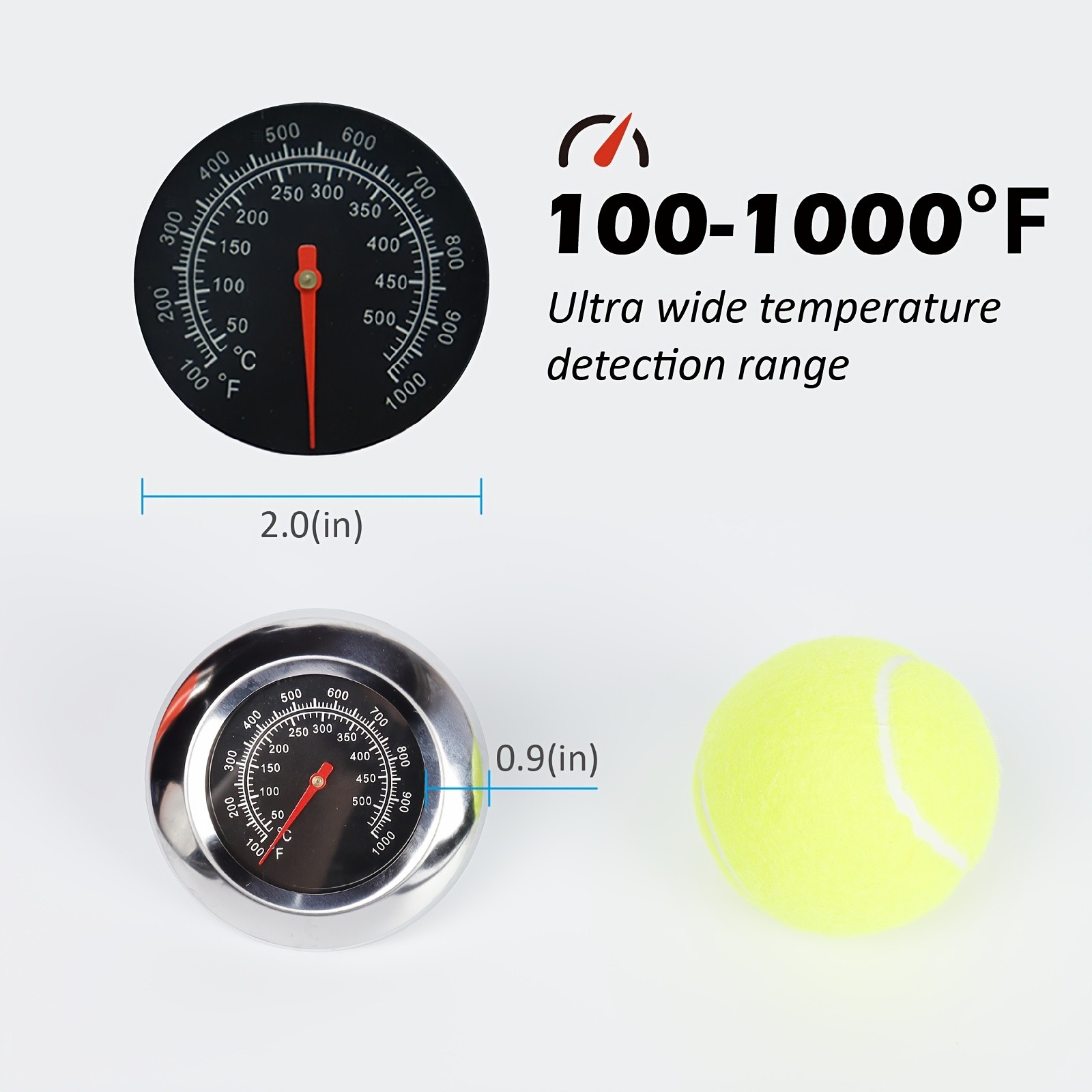 KT THERMO 7.62cm Stainless Steel Grill Thermometer  Precision BBQ & Smoker Temperature Gauge for Outdoor Cooking