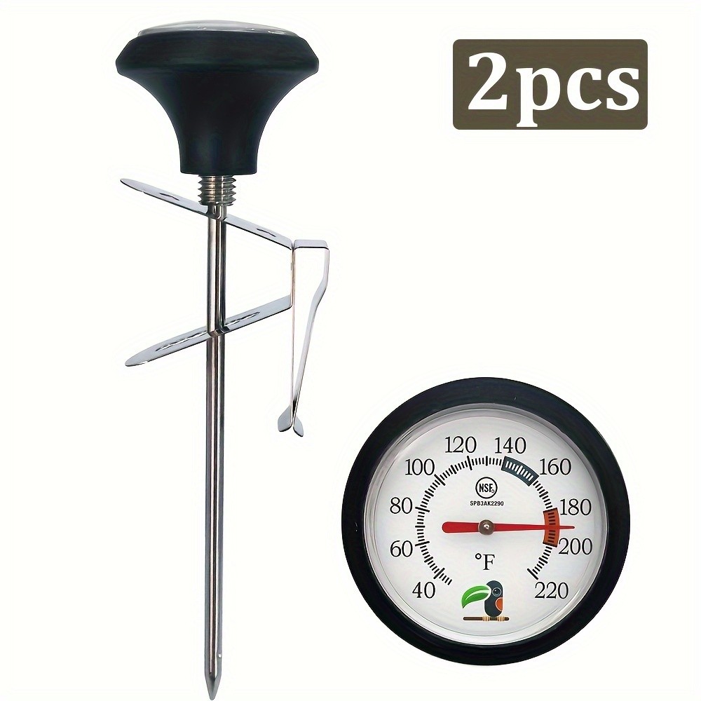 KT THERMO Clip-On Stainless Steel Coffee & Food Thermometer  Anti-Scald Instant Read Gauge for Pour-Over, Tea, Milk & Meat Cooking