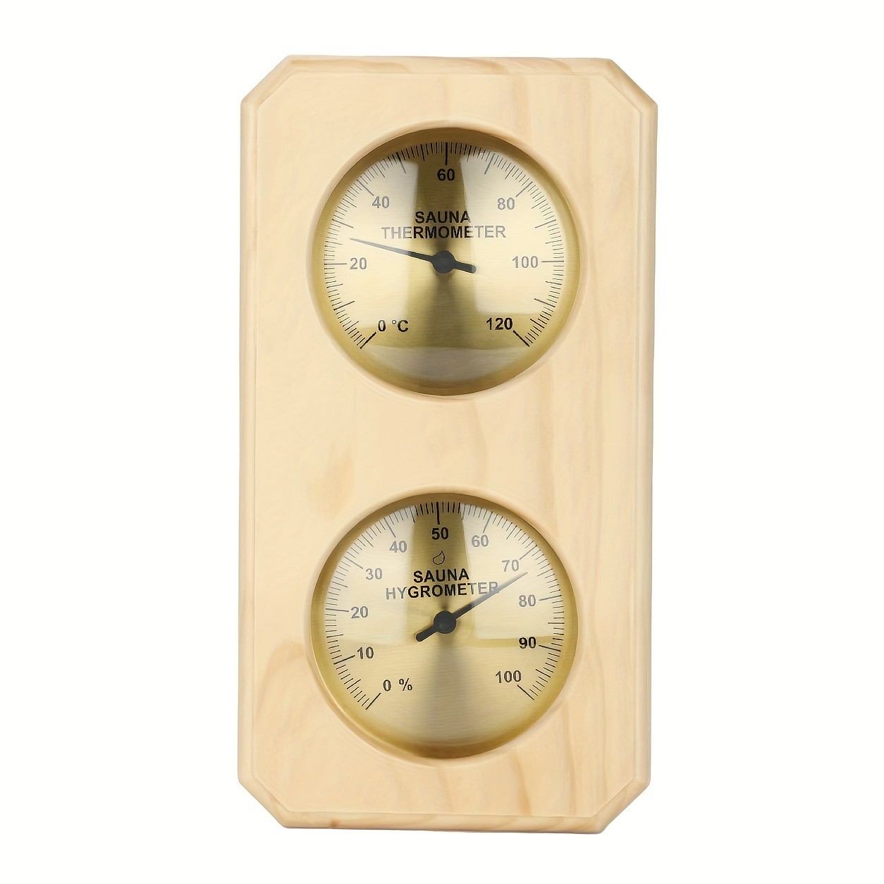KT THERMO Wooden Sauna Thermometer & Hygrometer Wall-Mounted Dual C/F Temperature & Humidity Gauge for Home & Spa Rooms