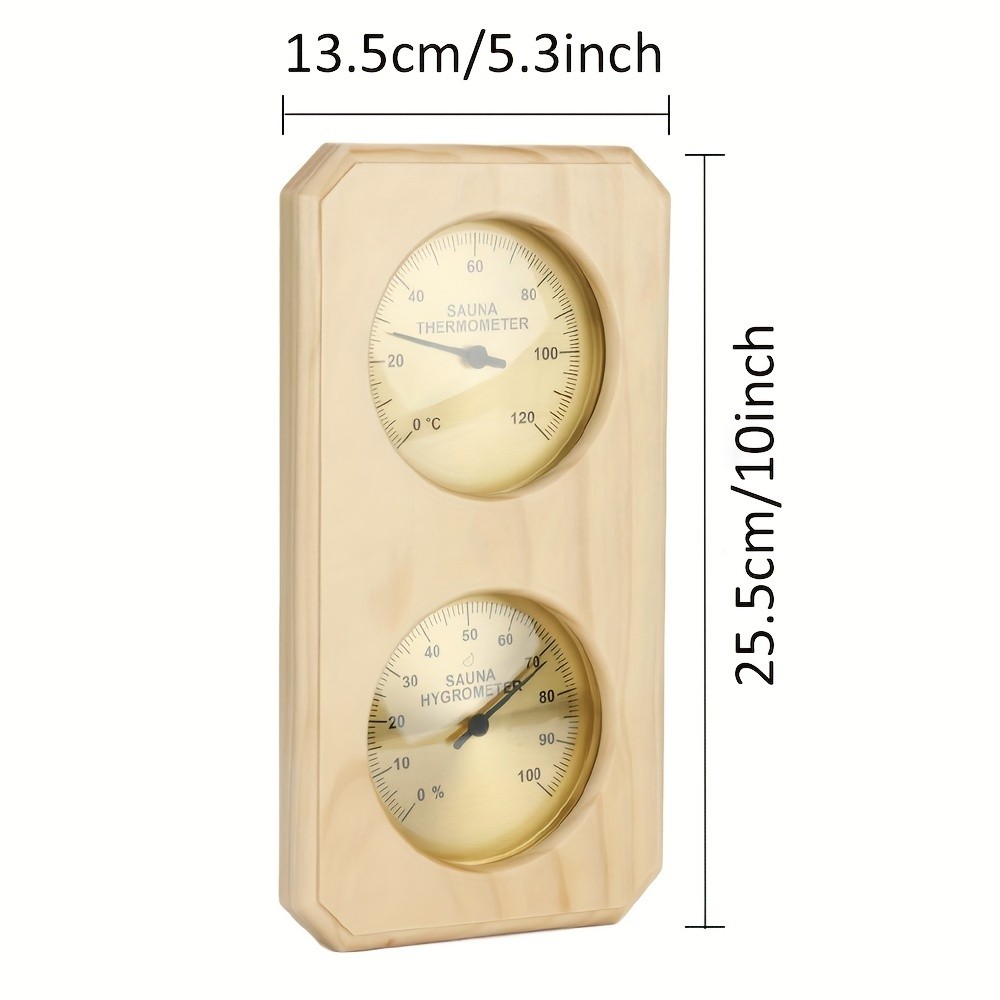 KT THERMO Wooden Sauna Thermometer & Hygrometer Wall-Mounted Dual C/F Temperature & Humidity Gauge for Home & Spa Rooms