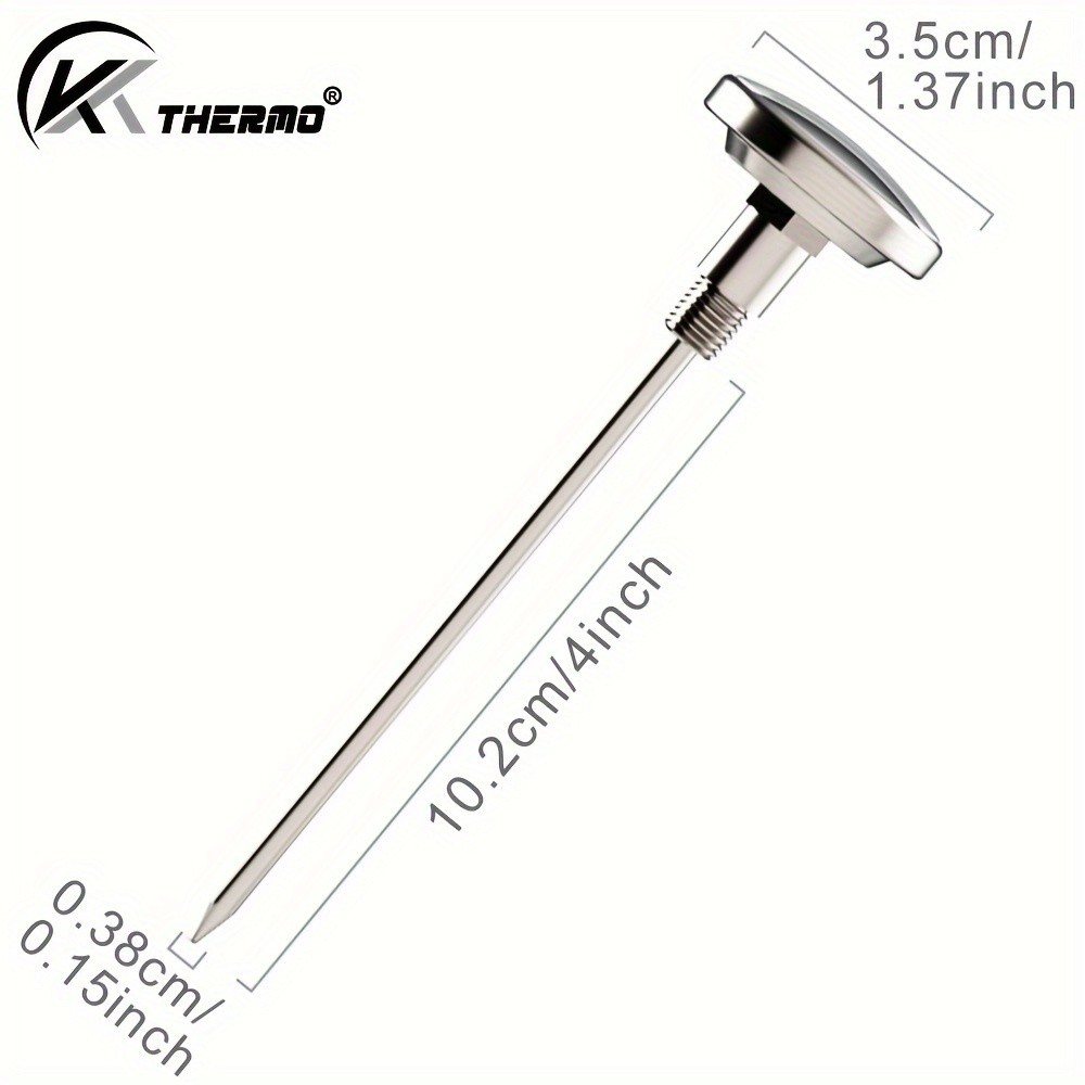 KT THERMO Stainless Steel Clip-On Coffee Thermometer Anti-Scald Instant Read Probe for Pour-Over, Milk Frothing & Food Cooking