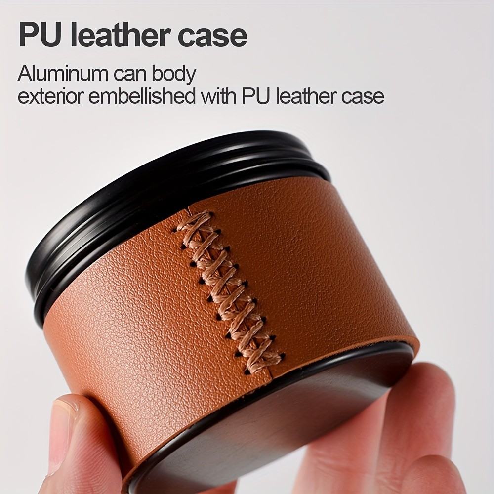 KT THERMO Portable Coffee Bean Storage Jar  Aluminium Alloy & PU Leather Mini Canister for Coffee, Tea & Flower Tea