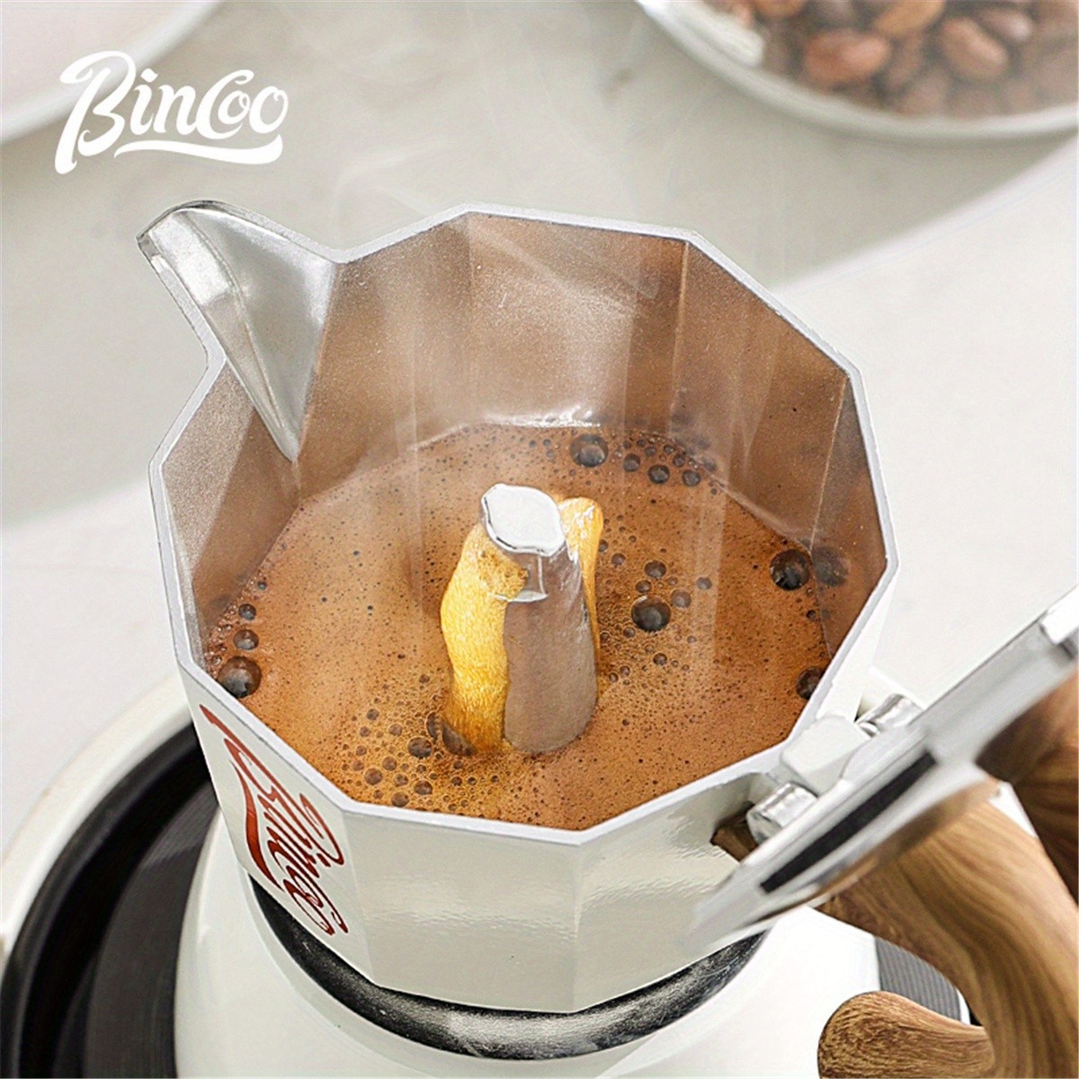 Bincoo Italian Moka Pot  Classic Stovetop Espresso Brewer for Rich Outdoor & Pour-Over Coffee Extraction