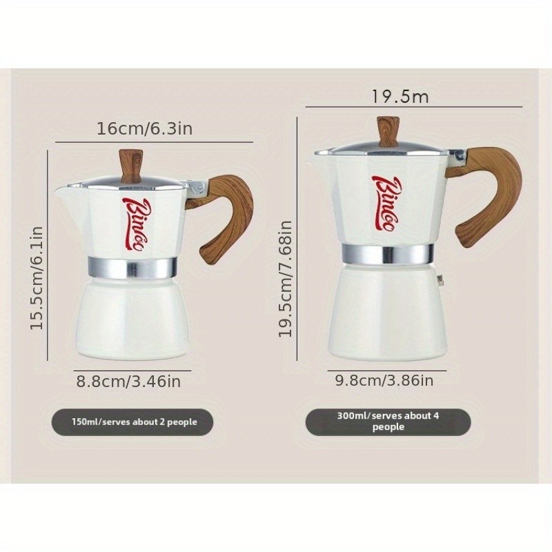 Bincoo Italian Moka Pot  Classic Stovetop Espresso Brewer for Rich Outdoor & Pour-Over Coffee Extraction