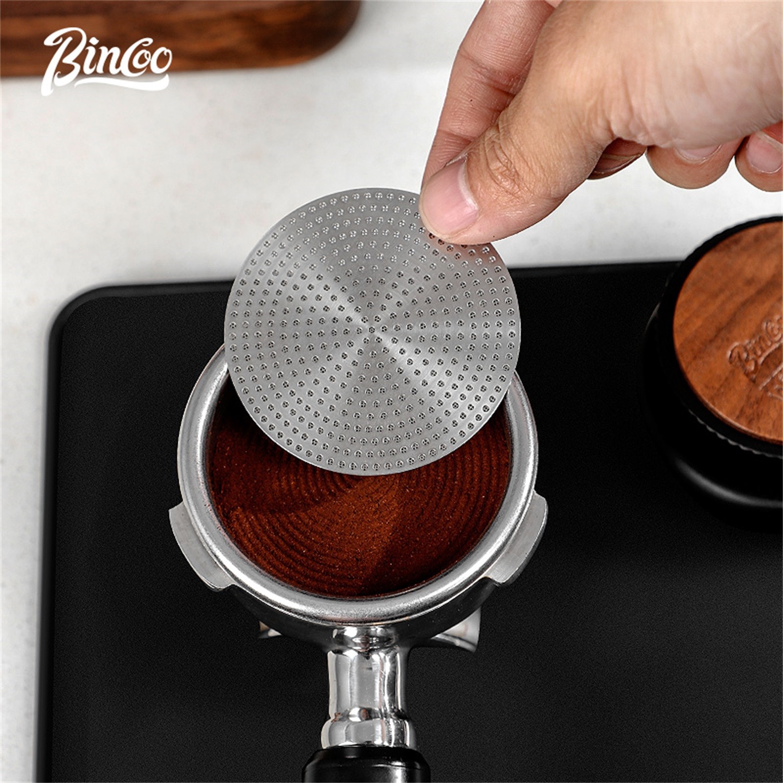 Bincoo Stainless Steel Espresso Separation Filter  Secondary Water Screen & Powder Bowl for Clean, Stable Espresso Extraction