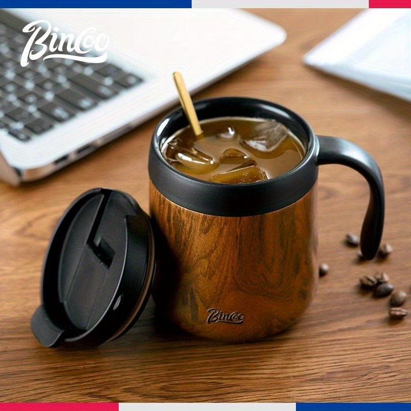 Bincoo 304 Stainless Steel Insulated Coffee Mug  Double-Wall Thermal Cup with Handle for Home, Office & Iced American-Style Drinks
