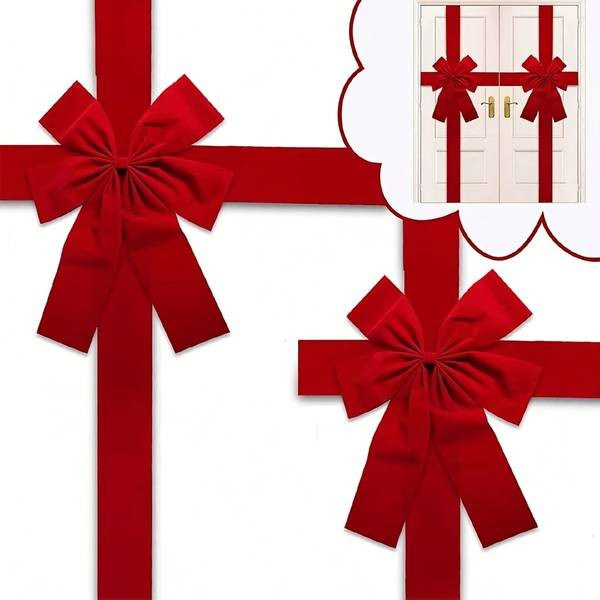 Large Elegant Red Christmas Bow  Classic 3D Holiday Ribbon Dcor