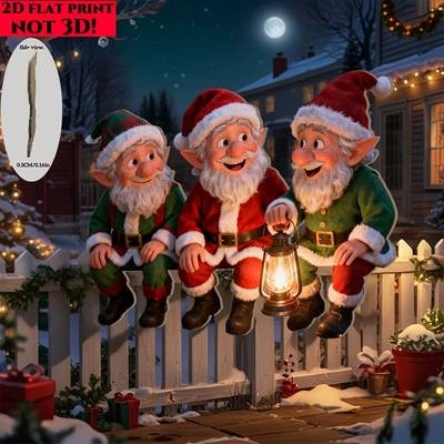 2D Flat Wooden Christmas Gnome Decoration Large Outdoor Garden Ornament