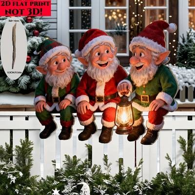2D Flat Wooden Christmas Gnome Decoration  Large Outdoor Garden Ornament