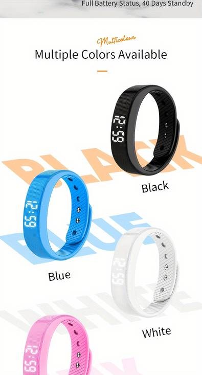 FASSUN Unisex Smart Watch Stylish Digital Fitness Watch with Alarm, Step Counter & Night Glow