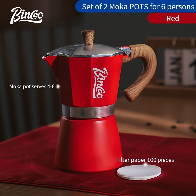Bincoo Italian Espresso Moka Pot, Hand-Brewed Coffee Machine & Manual Coffee Grinder  Authentic Italian Caf Taste at Home