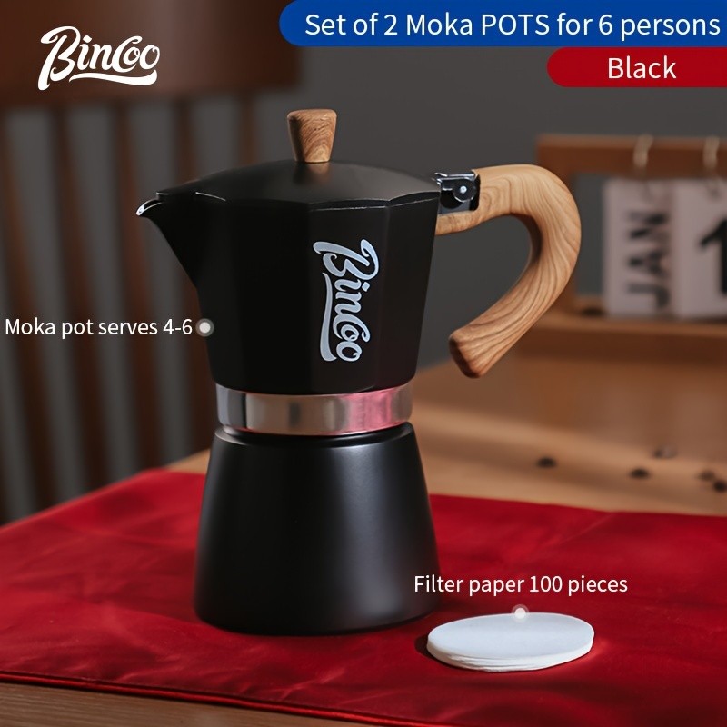 Bincoo Italian Espresso Moka Pot, Hand-Brewed Coffee Machine & Manual Coffee Grinder  Authentic Italian Caf Taste at Home