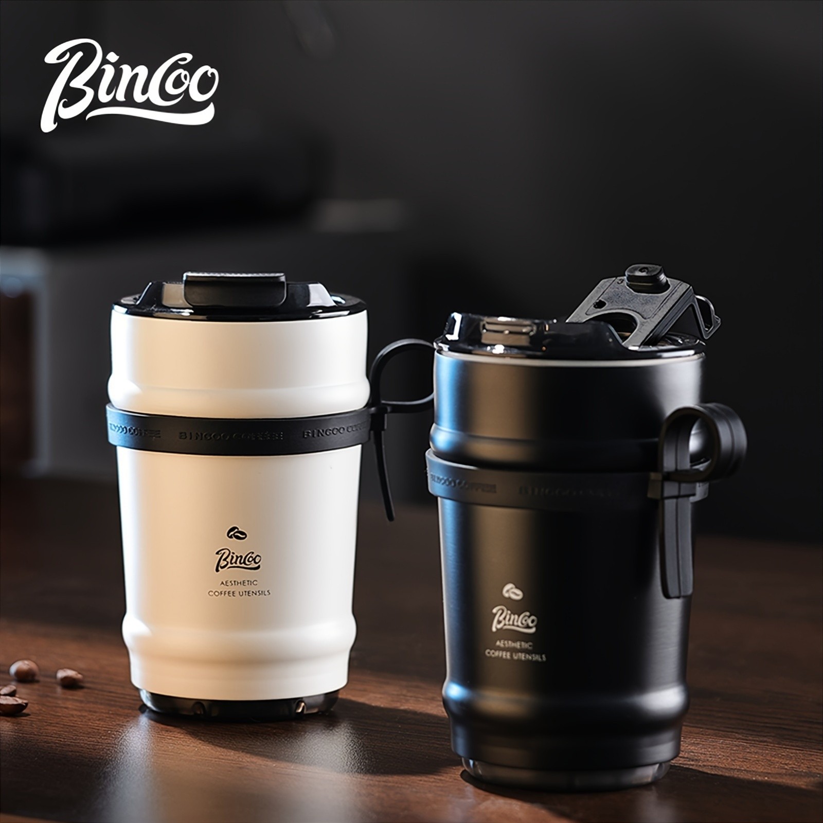 Bincoo Ceramic Liner Travel Mug 316 Stainless Steel Coffee Cup with Lid