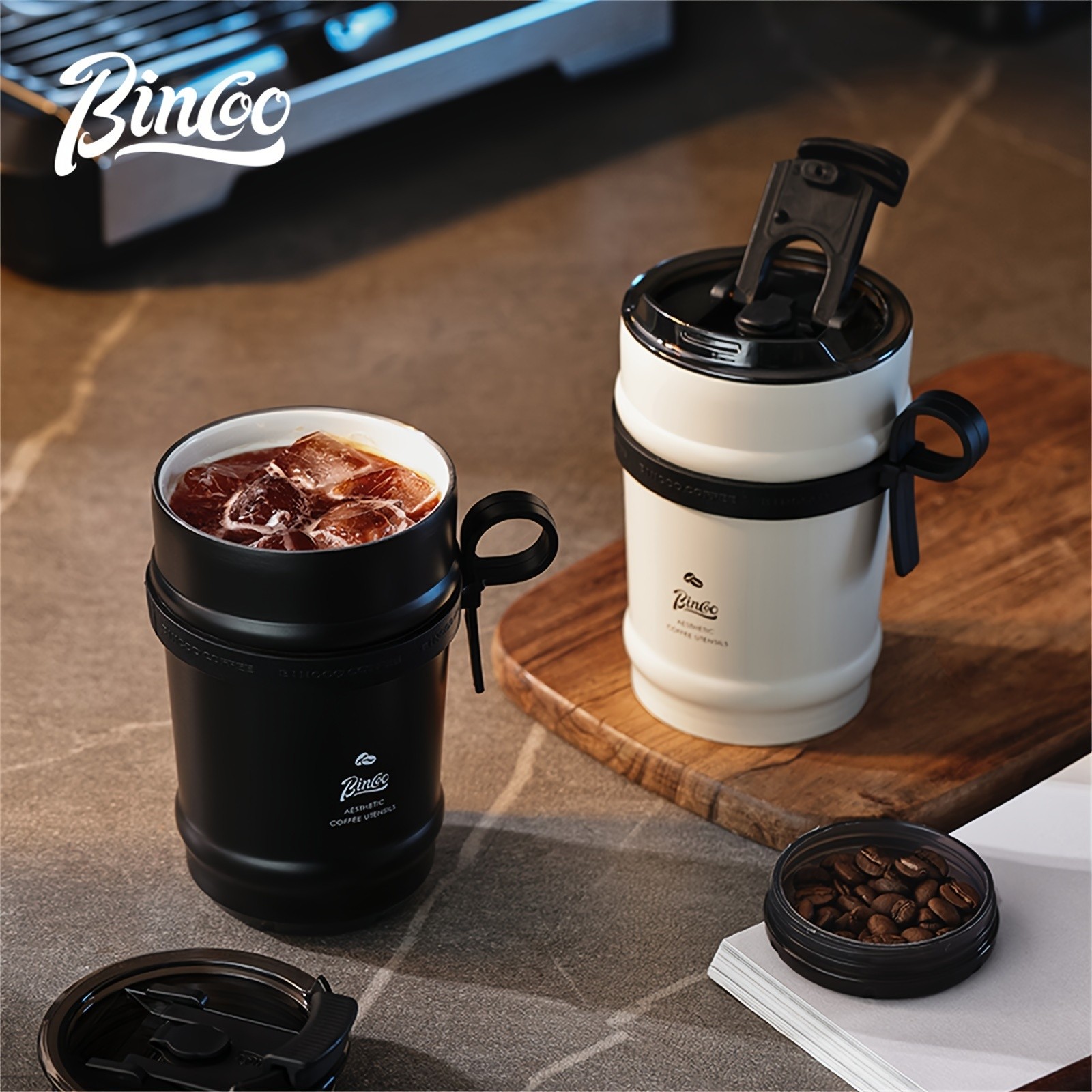 Bincoo Ceramic Liner Travel Mug 316 Stainless Steel Coffee Cup with Lid