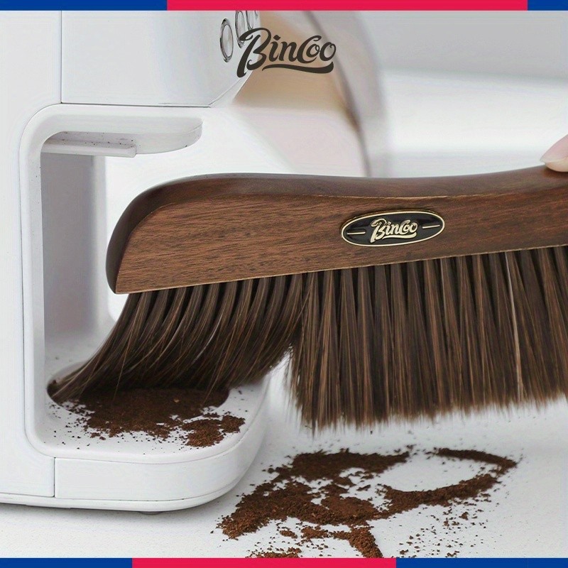 Bincoo Wooden Coffee Bar Cleaning Brush Soft-Bristle Tabletop Brush with Lanyard