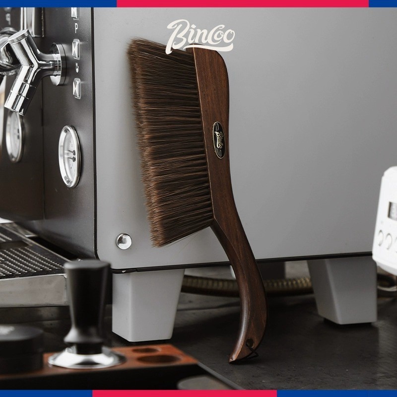 Bincoo Wooden Coffee Bar Cleaning Brush Soft-Bristle Tabletop Brush with Lanyard