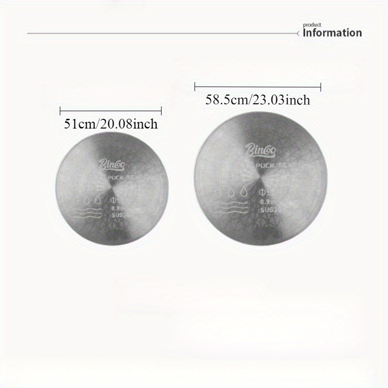 Bincoo 51mm Stainless Espresso Cake Screen  0.8mm Reusable Extraction Filter