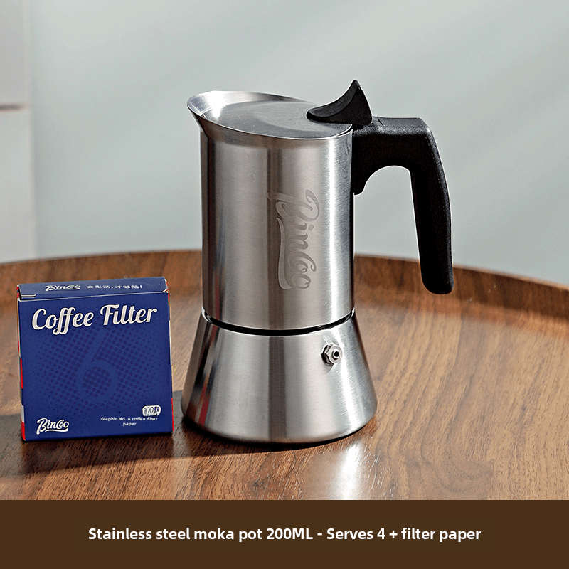 Bincoo Stainless Steel Moka Pot Single Valve Espresso Maker for Home Brewing