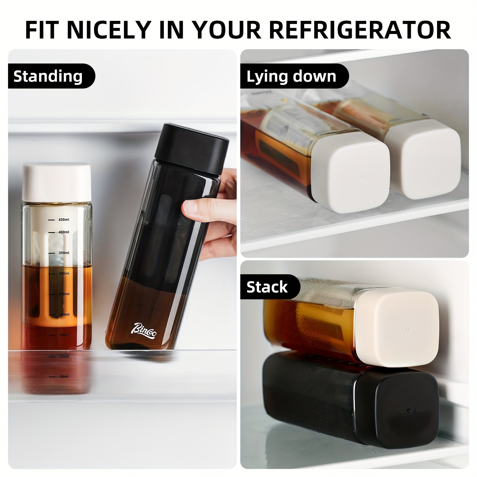 Bincoo Tritan Square Cold Brew Cup  Reusable Filter Coffee Thermos