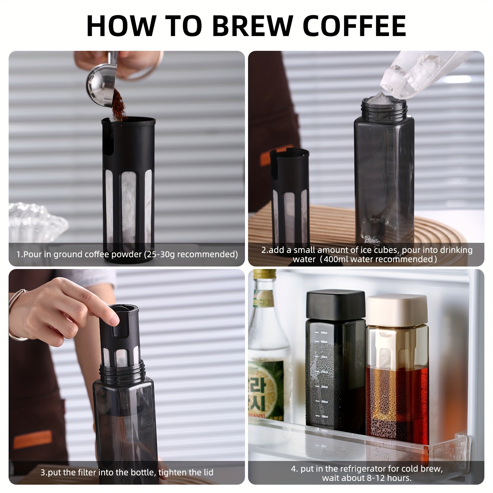 Bincoo Tritan Square Cold Brew Cup  Reusable Filter Coffee Thermos