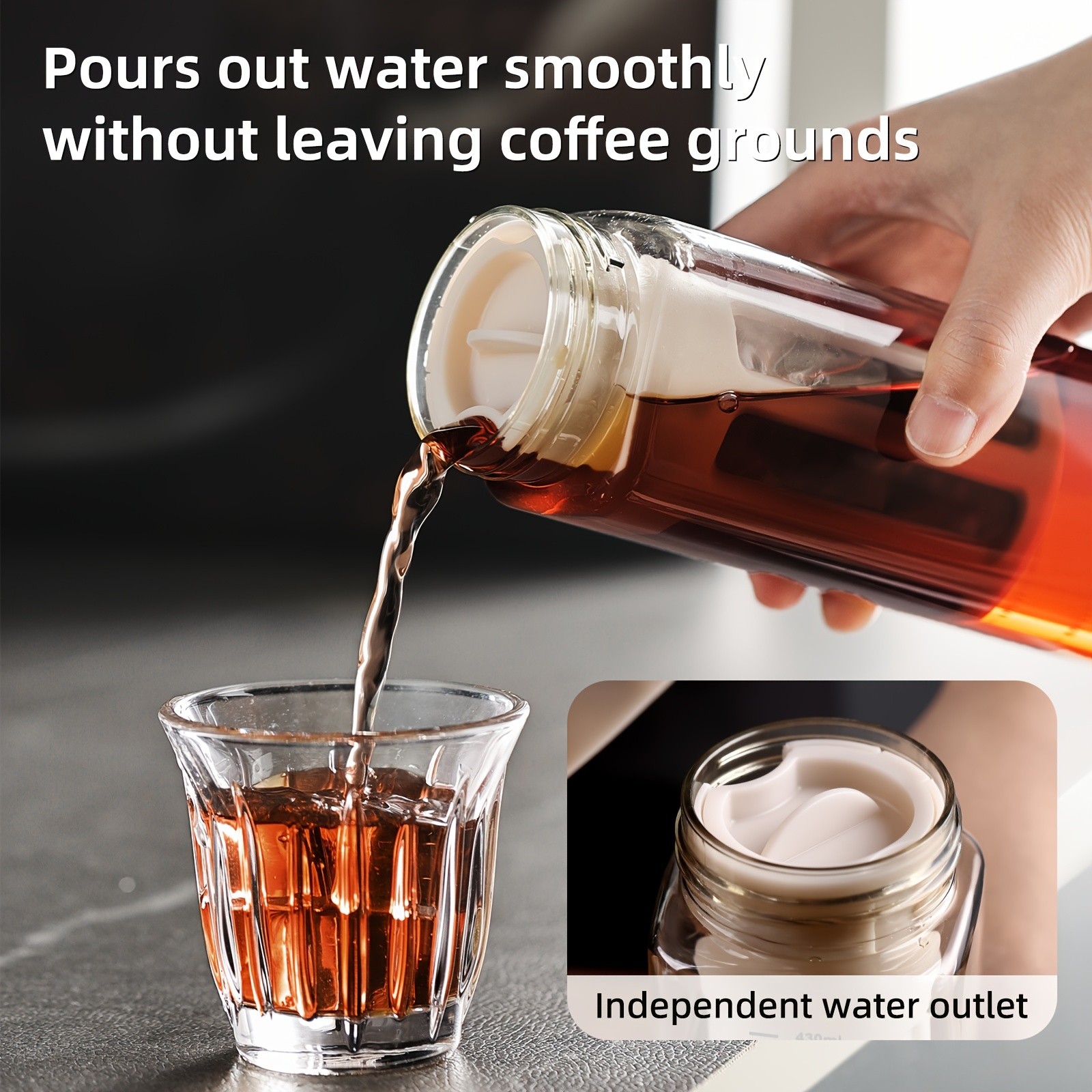 Bincoo Tritan Square Cold Brew Cup  Reusable Filter Coffee Thermos