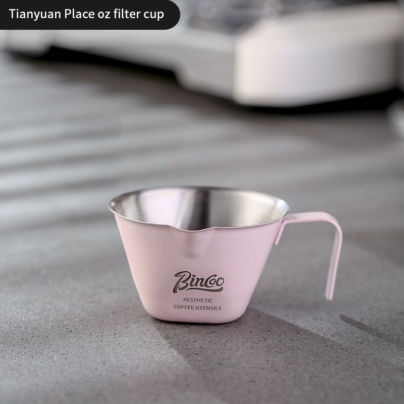 Bincoo Pink Stainless Espresso Measuring Cup 100ml Extraction Cup with Handle