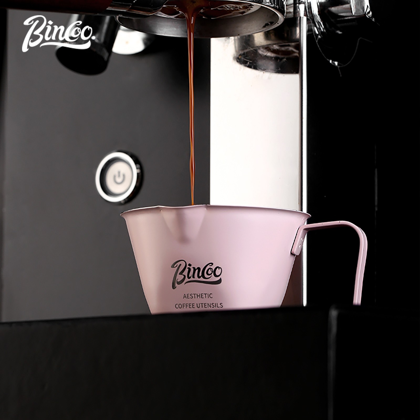Bincoo Pink Stainless Espresso Measuring Cup 100ml Extraction Cup with Handle