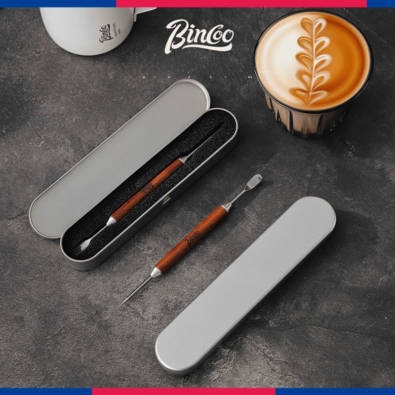 Bincoo Wooden Latte Art Pen  Stainless Precision Coffee Decorating Tool