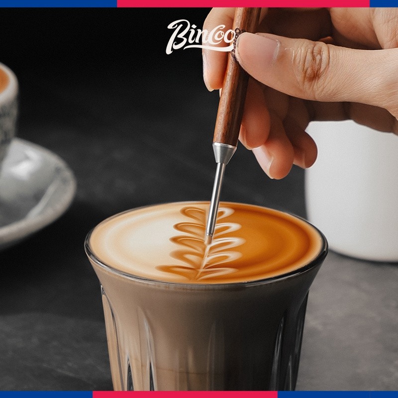 Bincoo Wooden Latte Art Pen  Stainless Precision Coffee Decorating Tool