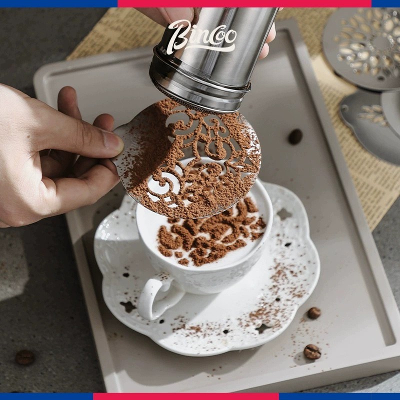 Bincoo Stainless Latte Art Mold Set  5pcs Coffee Pattern Stencil Kit