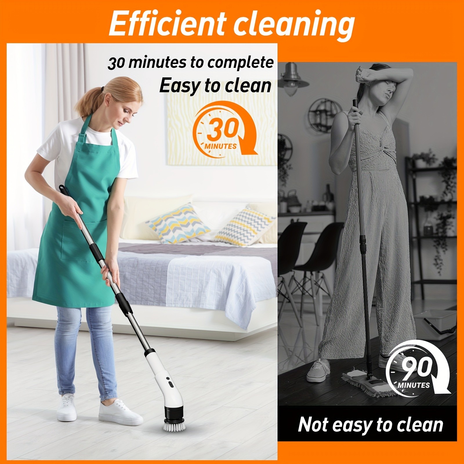 IAGREEA Electric Rotating Cleaning Brush  Cordless 3-Speed Scrubber with Replaceable Heads