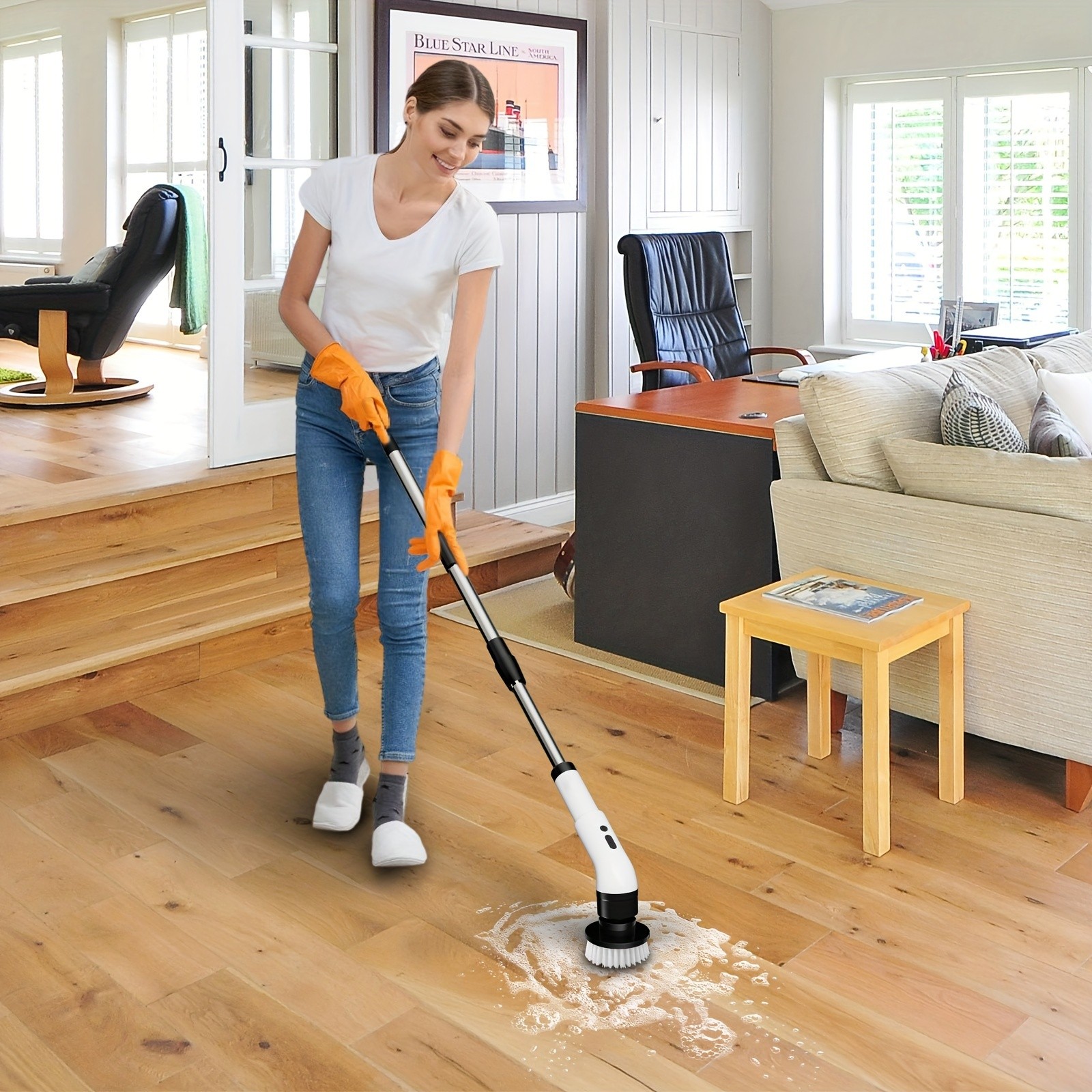 IAGREEA Electric Rotating Cleaning Brush  Cordless 3-Speed Scrubber with Replaceable Heads