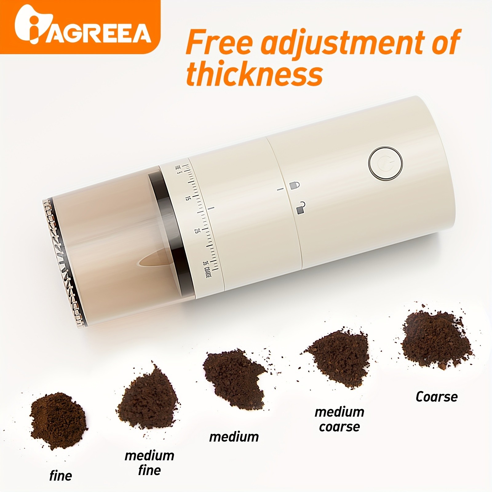 IAGREEA Adjustable Electric Coffee Grinder 38-Setting Silent Burr Grinder for 212 Cups