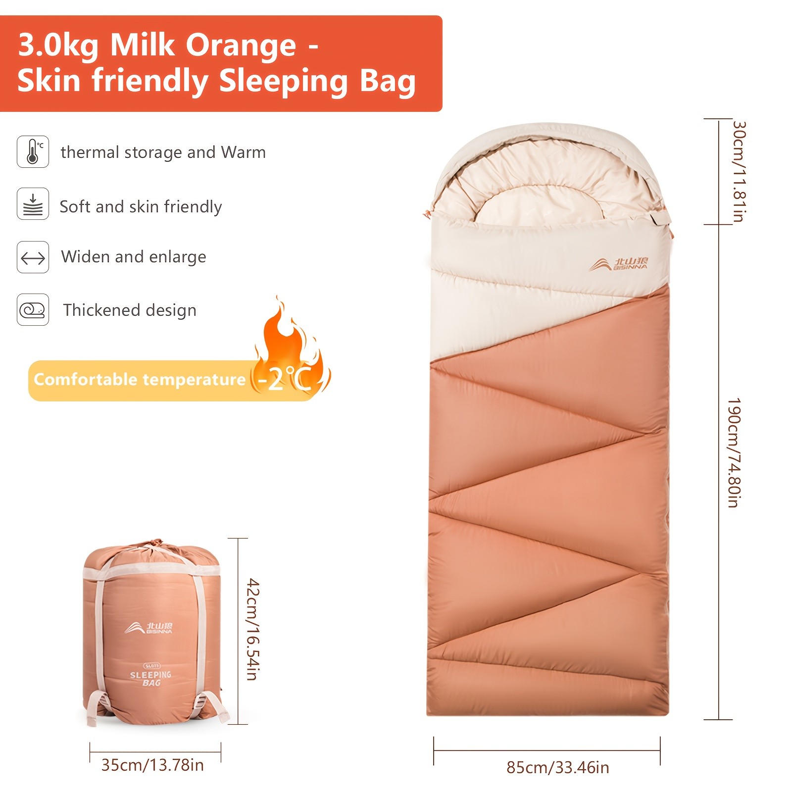 BISINNA Cold-Weather Half Sleeping Bag  Thickened Portable Winter Outdoor Bag