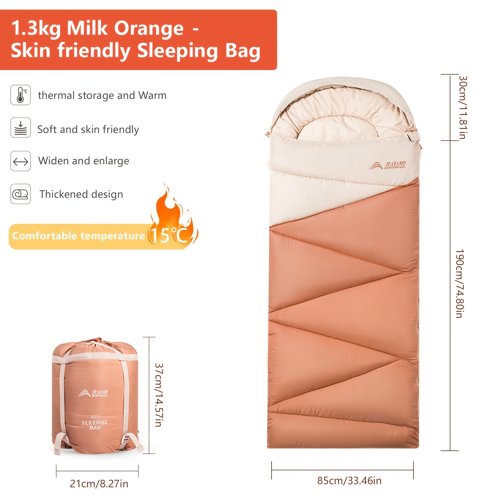 BISINNA Cold-Weather Half Sleeping Bag  Thickened Portable Winter Outdoor Bag