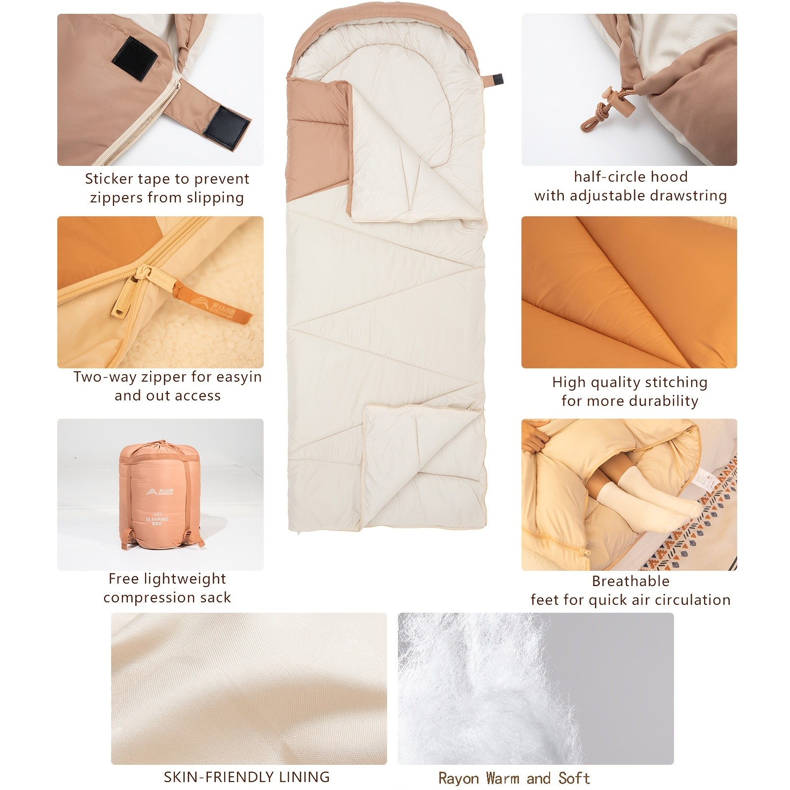 BISINNA Cold-Weather Half Sleeping Bag  Thickened Portable Winter Outdoor Bag