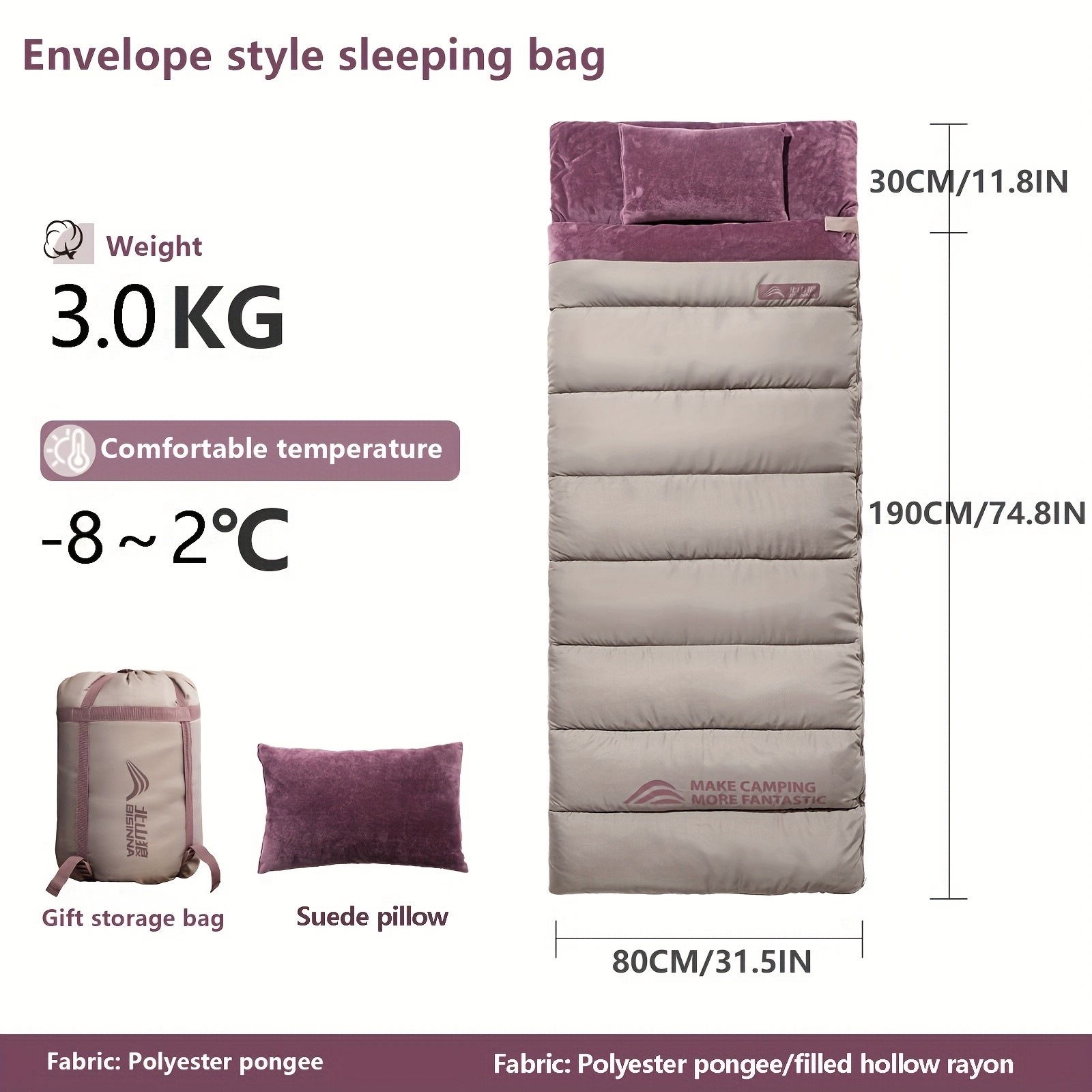 BISINNA Dream Lightweight Sleeping Bag  Portable Rectangular Outdoor Camp Bag