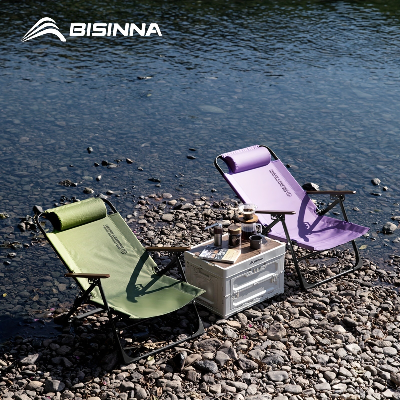 BISINNA Adjustable Reclining Lounge Chair  Foldable High-Back Outdoor Seat with Cushioned Comfort