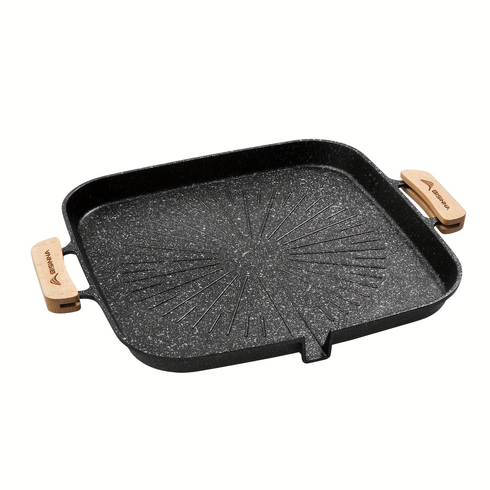 BISINNA Large Square Camping Frying Pan  Durable Aluminum Outdoor Cookware