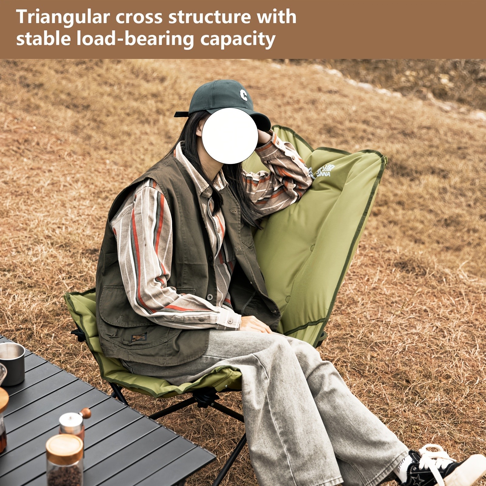 BISINNA Foldable High-Back Recliner Cushioned Iron Alloy Outdoor Chair