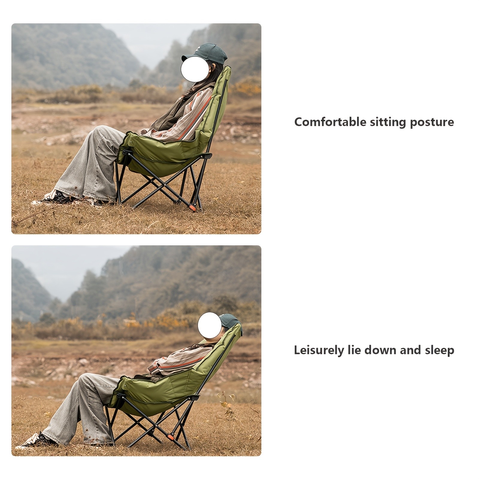 BISINNA Foldable High-Back Recliner  Cushioned Iron Alloy Outdoor Chair