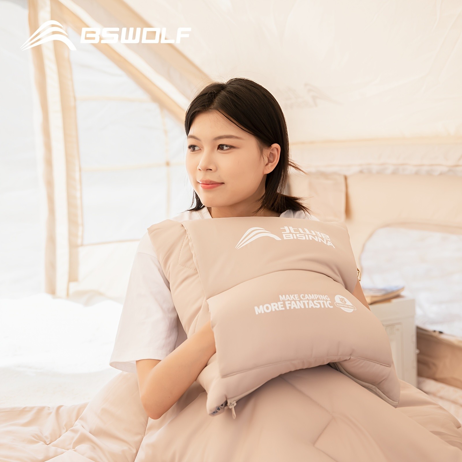 BISINNA 2-in-1 Sleeping Bag & Pillow Lightweight Portable Polyester Travel Bag