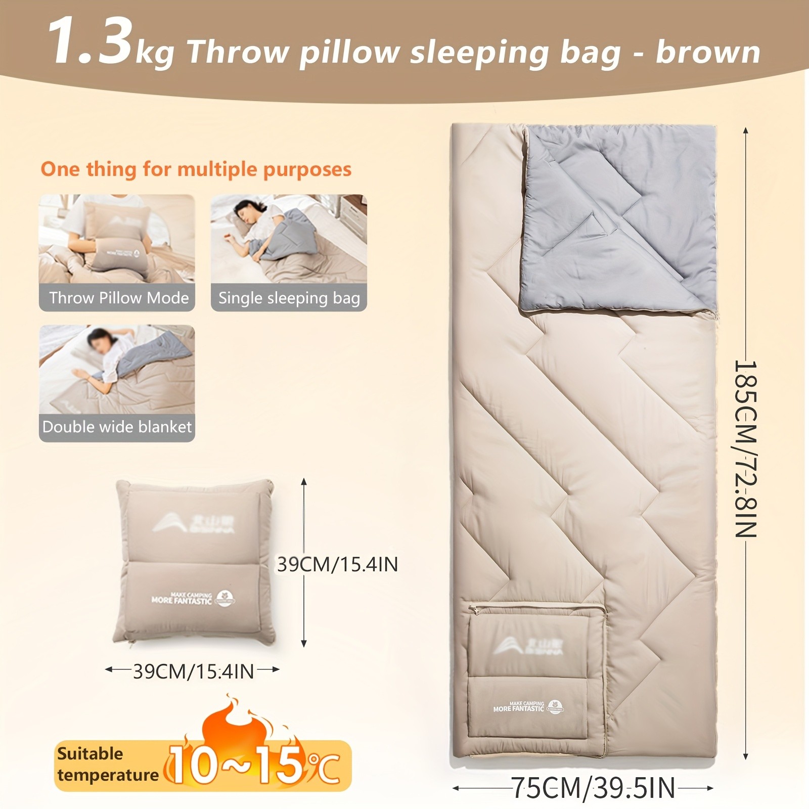 BISINNA 2-in-1 Sleeping Bag & Pillow  Lightweight Portable Polyester Travel Bag