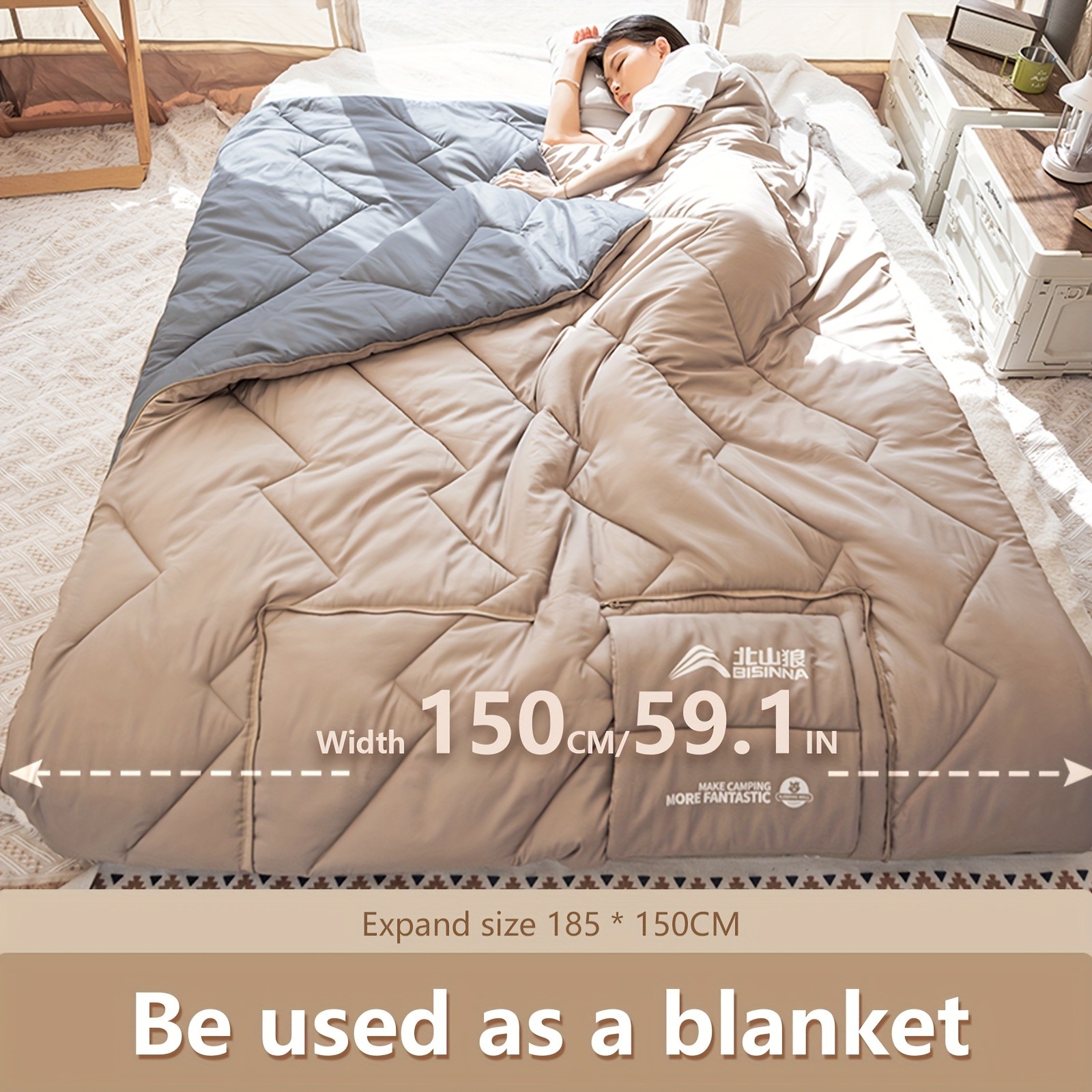 BISINNA 2-in-1 Sleeping Bag & Pillow Lightweight Portable Polyester Travel Bag