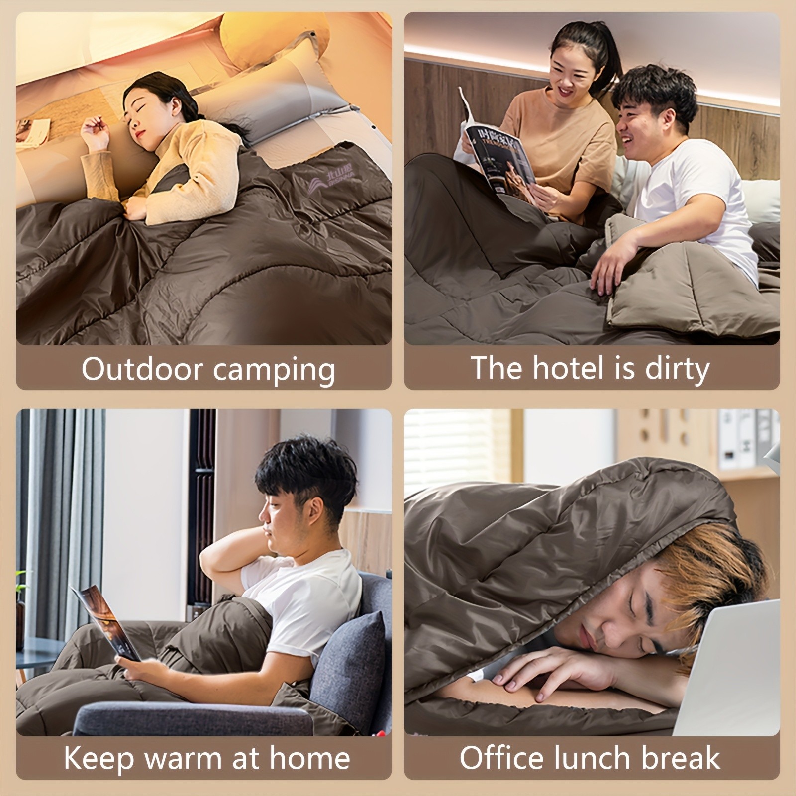 BISINNA 4-Season Portable Sleeping Bag Lightweight Polyester Outdoor Camping Bag