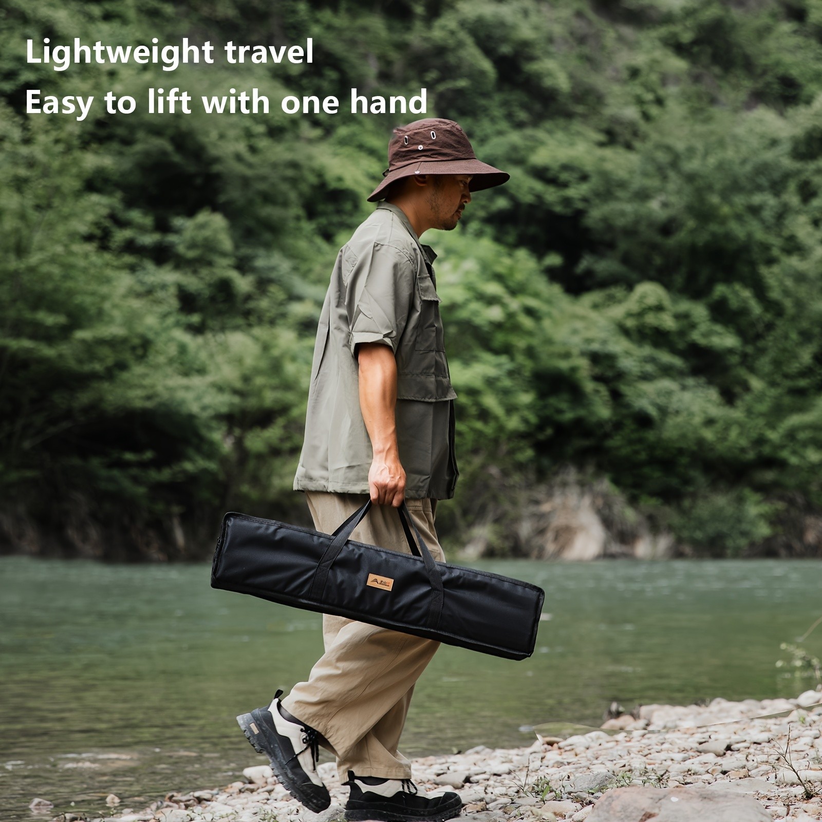 BISINNA Adjustable Aluminum Folding Table Minimalist Rollable Outdoor Camp Table (Brown)